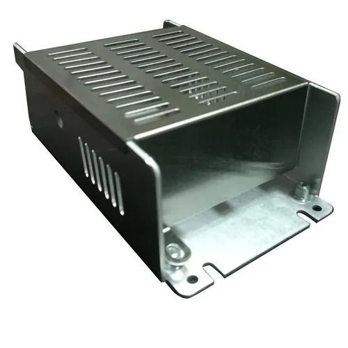 Silver Rectangular Powder Coated Aluminium Power Supply Cabinet