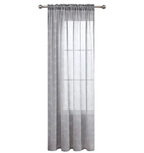 Grey Tear Resistant Modern Polyester Net Fabric Bedroom Curtain