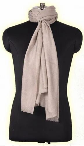 Beige 1.5 Meter Long Winter Wear Lightweight Soft And Warm Plain Silk Pashmina Shawl For Ladies