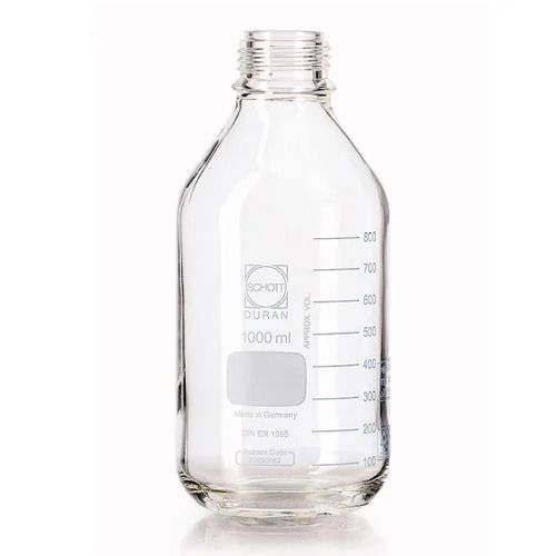 230Mm Tall 1000 Milliliter Storage Capacity Transparent Glass Laboratory Bottle  Height: 230 Millimeter (Mm)