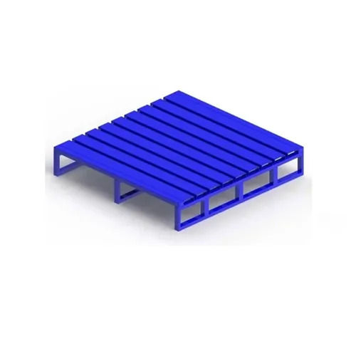 Blue High Strength Double Faced Rectangular 2-Way Metal Plastic Pallets