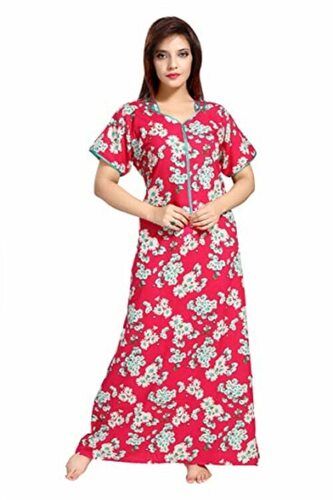 Light Weight Comfortable Skin Friendly Poly Cotton Maxie For Ladies