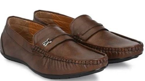 Brown Pvc Outsole And Round Toe Leather Loafer Shoes For Mens