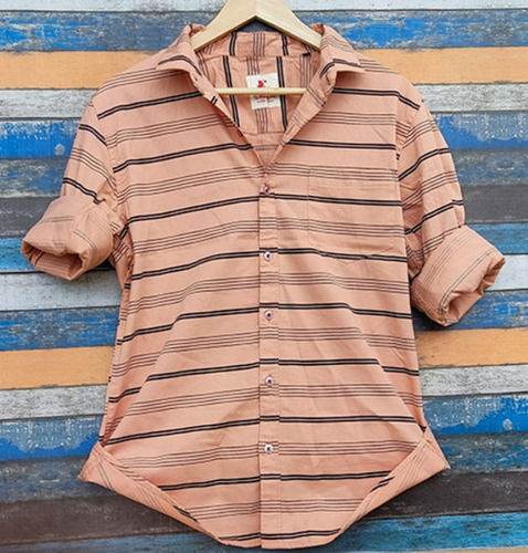 Mens Full Sleeves Striped Cotton Slim Fit Casual Shirt