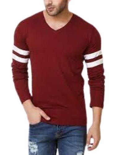 Mens Striped V Neck Long Sleeve Cotton T Shirt Age Group: Above 18