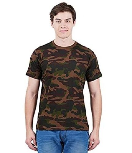  पुरुषों के लिए शॉर्ट स्लीव्स राउंड नेक आर्मी प्रिंटेड सॉफ्ट क्लिफ्टन टी शर्ट 