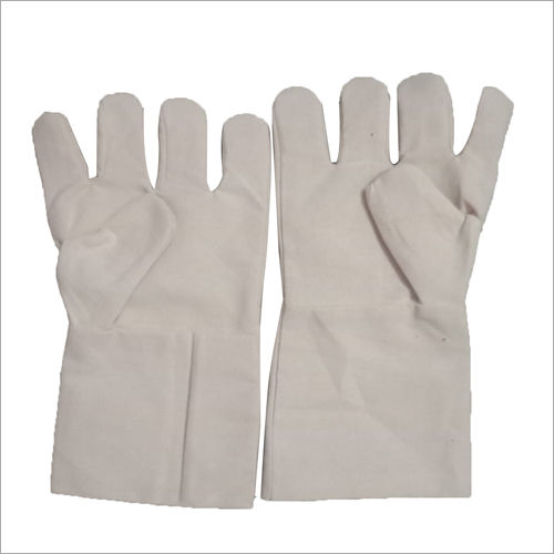 White Cotton Canvas Full Fingers Hand Gloves For Construction Use