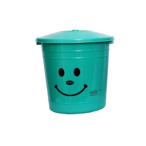 Sea Green 5 Liter Capacity Glossy Finished Acrylonitrile Butadiene Styrene Dustbin With Lid