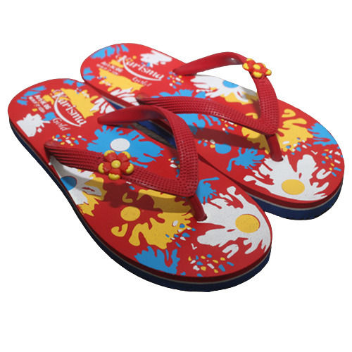 Multicolor Casual Wear Comfortable Non Slip Printed Rubber Slipper For Ladies 