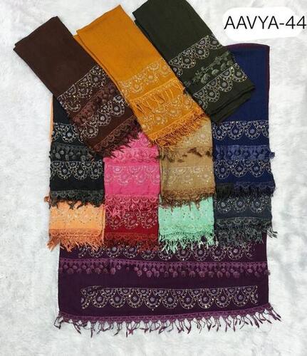 Casual Wear Embroidery Designer Woolen Shawl