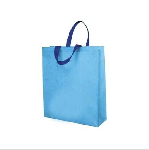 Blue Indian Style Non Woven Kraft Paper Offset Printed Loop Handle Bag