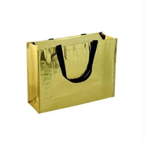 Golden Indian Style Synthetic Paper Offset Printing Loop Handle Carry Bag