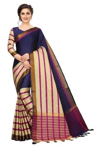 Blue Polyester Saree