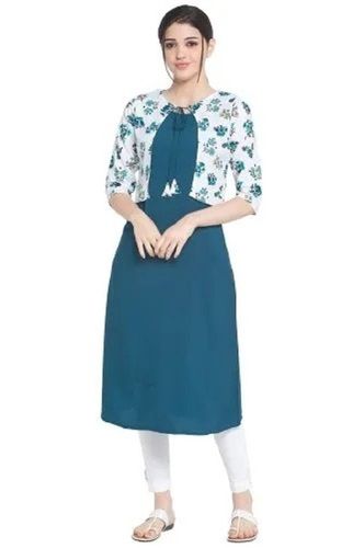 Women Printed Crepe Jacket Kurti Bust Size: 40 Inch (In)