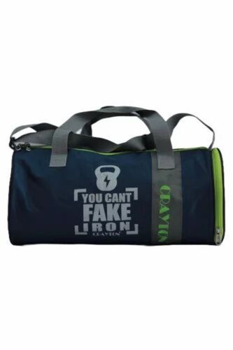 Dark Blue Zipper Closure Shoulder Length Handle Moisture Proof Printed Canvas Gym Bag