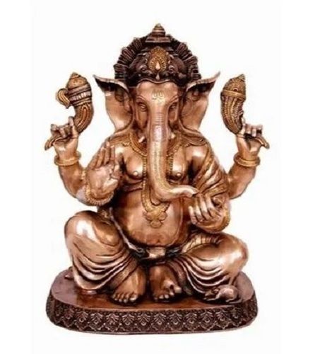 Easy To Clean 10 Inch Polished Copper Lord Ganesha Statue