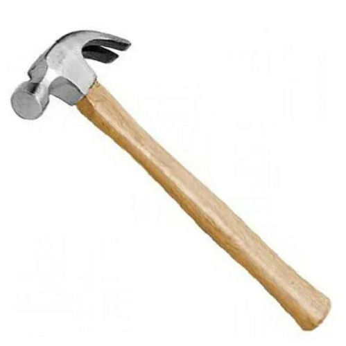 Silver And Brown 12 Inch Long Wooden Handle Mild Steel Claw Hammers