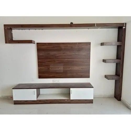 4x1.6x7 Foot Wall Mounted Polished Finished Solid Wooden TV Unit