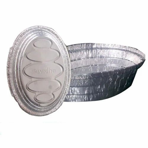 500 Grams Capacity Oval Polished Rigid Aluminum Foil Container