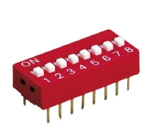 Red 6 Ampere Rated Current Insulation Resistance Polycarbonate Dip Switch