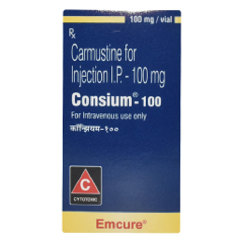 Consium Injection - Carmustine 100mg Vial | Anti-Cancer Treatment for Brain Tumor, Prescription Use in Hospitals and Clinics