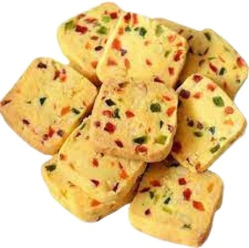 Hygienically Packed Square Shape Sweet Taste Light Yellow Soft Fruit Biscuits Fat Content (%): 49% Percentage ( % )