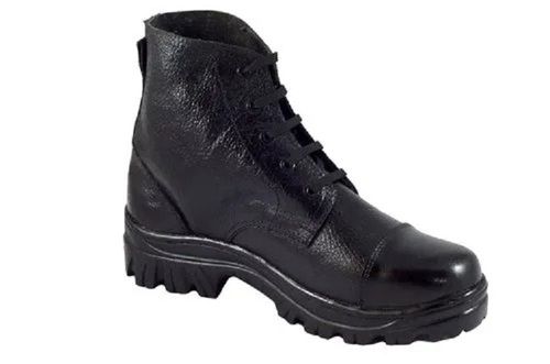 Black Leather Army Boot