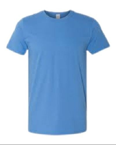 Blue Men'S Plain Round Neck Short Sleeve Casual Wear Cotton T Shirts