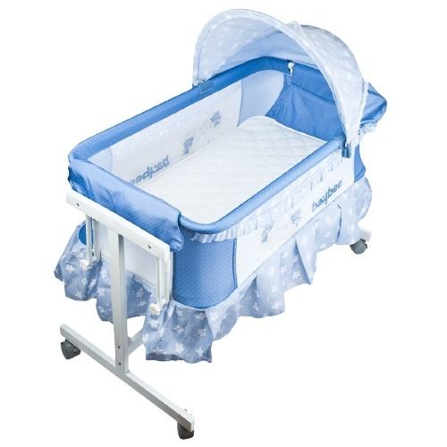 Smooth And Mosquito Net Cotton Blue New Born Baby Beds