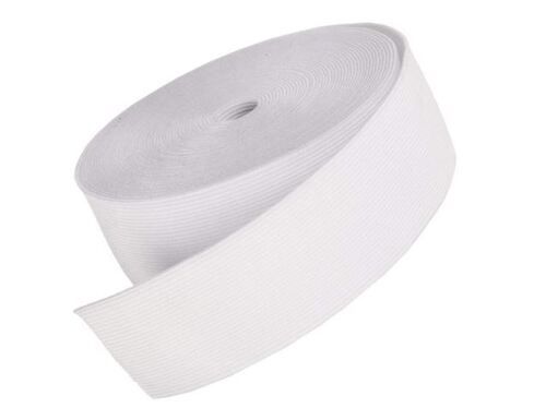 White 20 Meter Long Plain Polyester Woven Elastic Tape