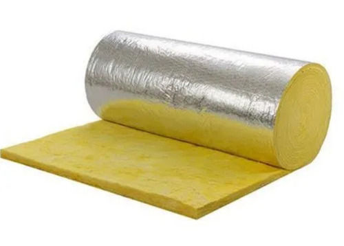 Yellow 20 Mm Thick Coated Surface Fiber Glass Wool For Industrial Use