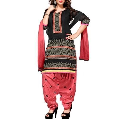 Multi Color Casual Wear Short Sleeves Cotton Printed Salwar Suit With Dupatta