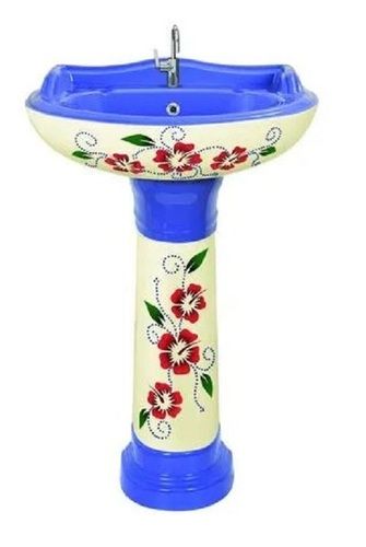 Multicolor Floor Standing Ceramic Pedestal Wash Basin For Bathroom