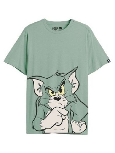 Mens Printed Grey Short Sleeve Cotton T Shirt