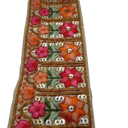 Multicolor Floral embroidered lace, For Saree, Width: 2.25 Inch at Rs  1250/roll in Mumbai