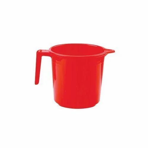 Plain Red 1liter Plastic Bath Mug For Bathroom