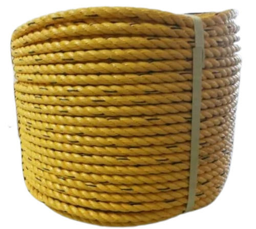 Yellow 100 Meter Long Water Resistant Twisted Plain Polypropylene Rope For Climbing Usage