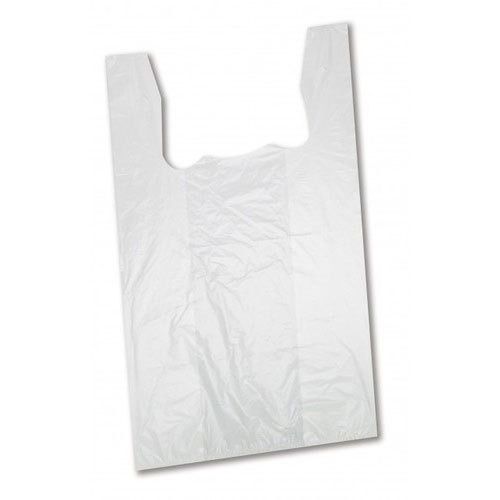 White 7X12 Inches Plain Plastic Carry Bag With Handle For Shopping Use