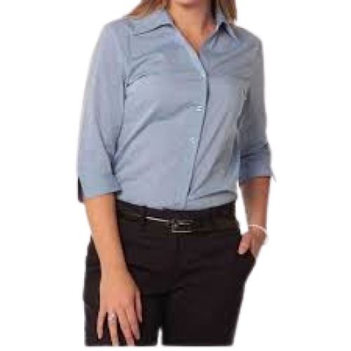 Ladies Plain Grey 3-4 Th Sleeve Formal Wear Cotton Shirt Chest Size: 45 Inch