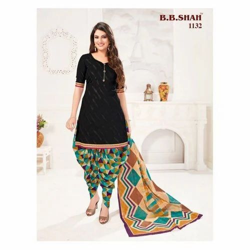 Ladies Printed Cotton Salwar Suit With Dupatta For Daily Wear