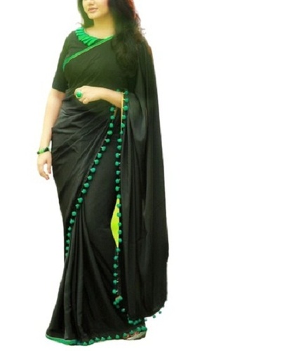 हरे रंग की हल्की और सादे कैज़ुअल वियर कॉटन साड़ी