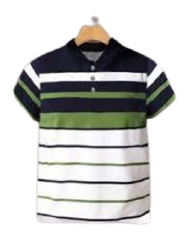 Green With White Mens Causal Wear Polo Neck Half Sleeves T-Shirt
