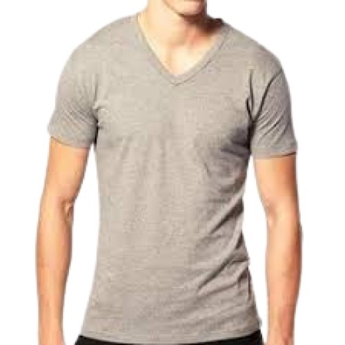 Mens V Neck Short Sleeves T-shirt - Cotton, Sizes XS-XXL, Grey | Stylish Plain Design for Office and Casual Wear