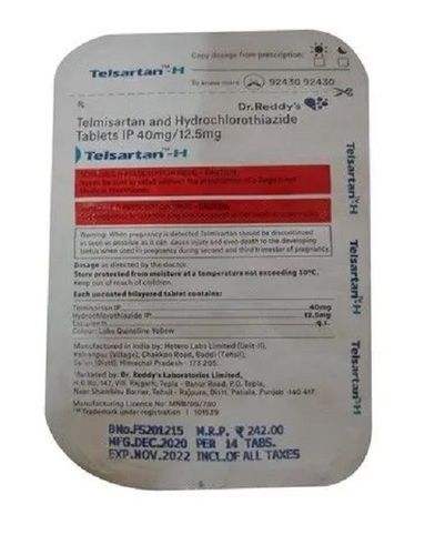 Pack Of 12.5 Mg Telmisartan And Hydrochlorothiazide Tablets
