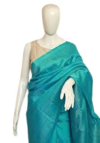 Blue Plain Party Wear Silk Saree For Ladies