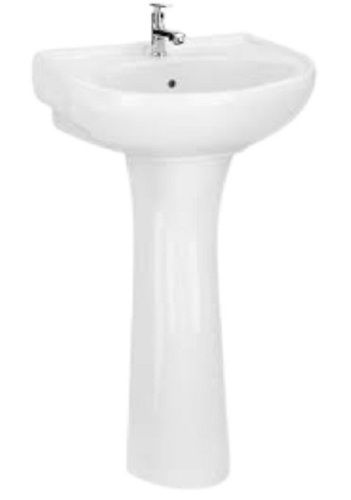 Ideal For Small Bathrooms Like Powder Rooms. White 11.55 Kg Weight 24 Inch Floor Mounted Ceramic Pedestal Sink