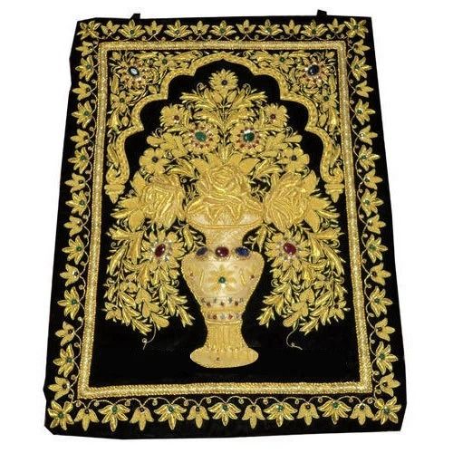 1.2 Mm Thick Rectangular Handmade Velvet Embroidered Wall Hanging