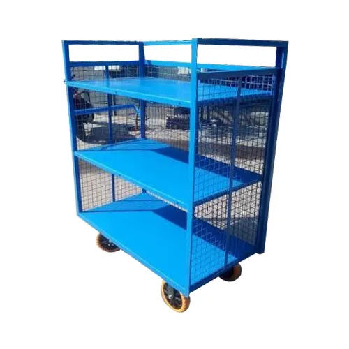 1 Ton Capacity Paint Coated Three Side Mesh Shelf Trolley