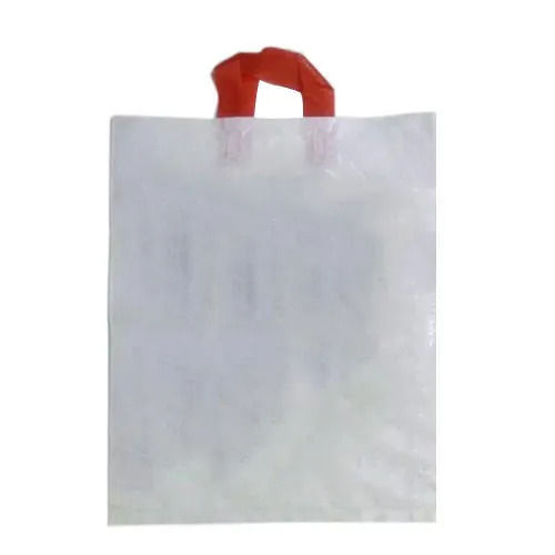 White 12X17 Inches Plain Plastic Bags With Two Loop Handle For Shopping Purpose 