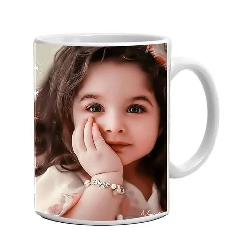 White 250Ml Storage Capacity Polished Ceramic Printed Photo Promotional Coffee Mug